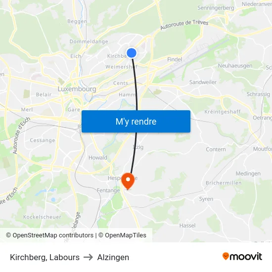 Kirchberg, Labours to Alzingen map