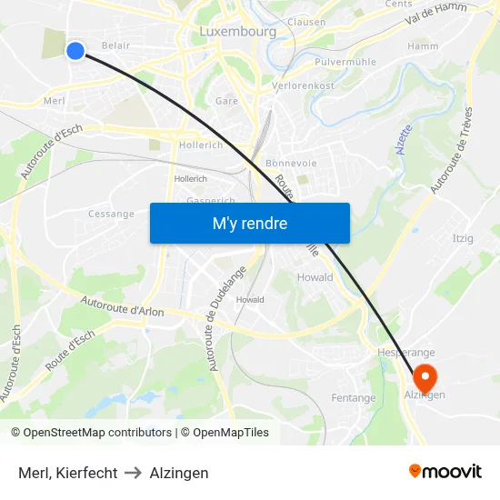 Merl, Kierfecht to Alzingen map