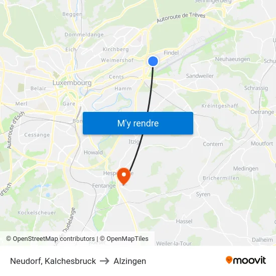 Neudorf, Kalchesbruck to Alzingen map