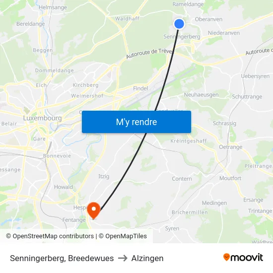 Senningerberg, Breedewues to Alzingen map