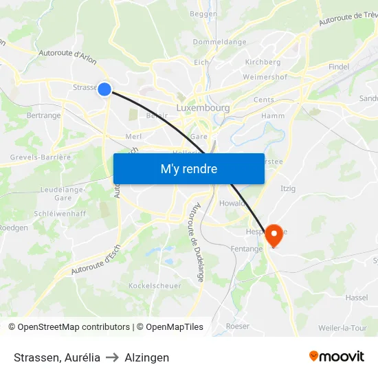 Strassen, Aurélia to Alzingen map