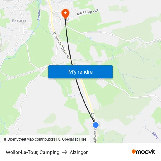 Weiler-La-Tour, Camping to Alzingen map