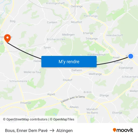 Bous, Enner Dem Pavé to Alzingen map