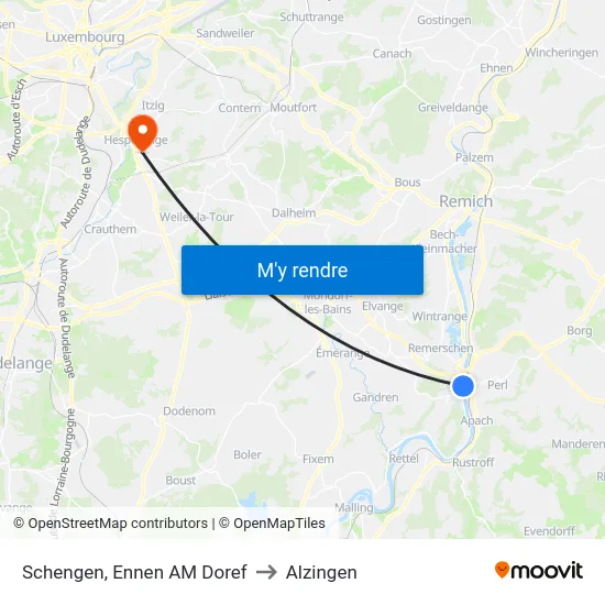 Schengen, Ennen AM Doref to Alzingen map
