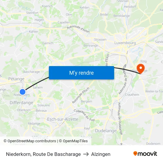 Niederkorn, Route De Bascharage to Alzingen map