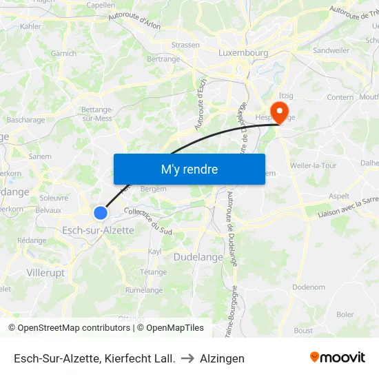 Esch-Sur-Alzette, Kierfecht Lall. to Alzingen map