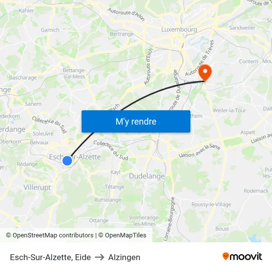 Esch-Sur-Alzette, Eide to Alzingen map