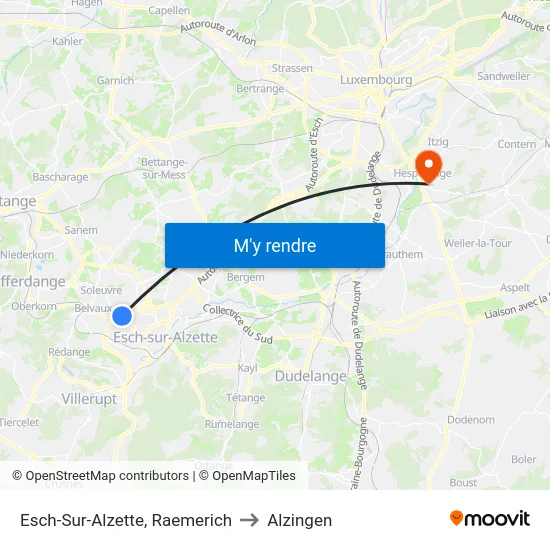 Esch-Sur-Alzette, Raemerich to Alzingen map