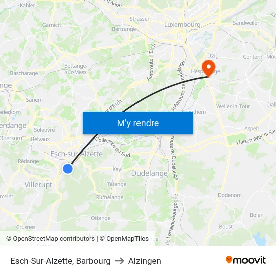 Esch-Sur-Alzette, Barbourg to Alzingen map