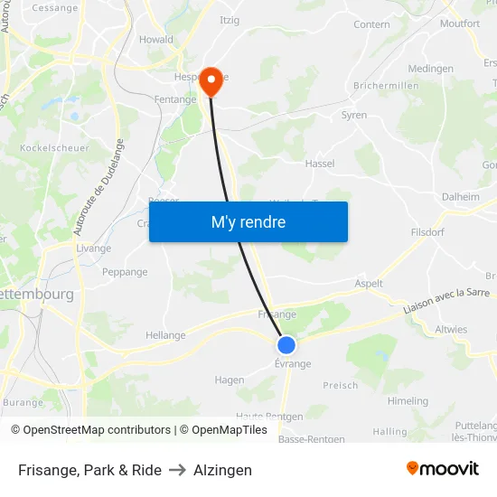 Frisange, Park & Ride to Alzingen map
