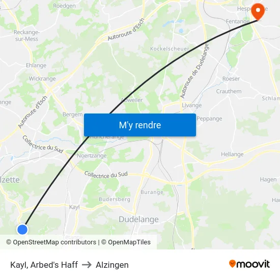 Kayl, Arbed's Haff to Alzingen map