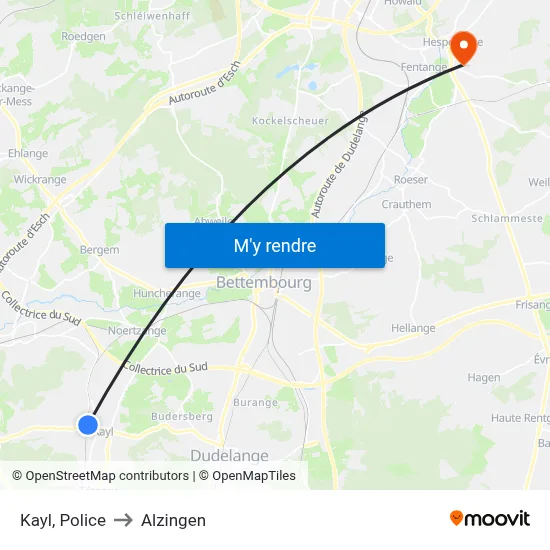 Kayl, Police to Alzingen map