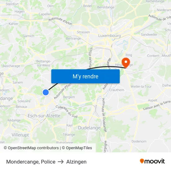 Mondercange, Police to Alzingen map