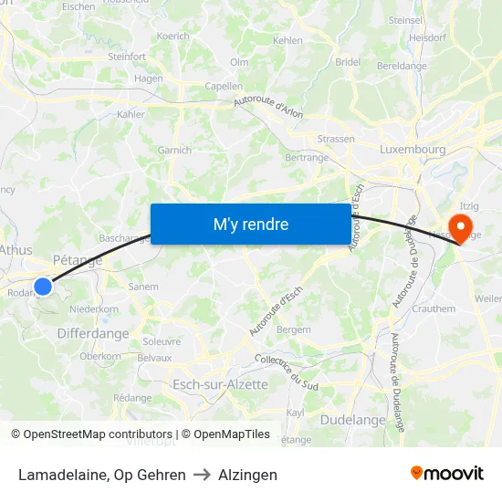 Lamadelaine, Op Gehren to Alzingen map