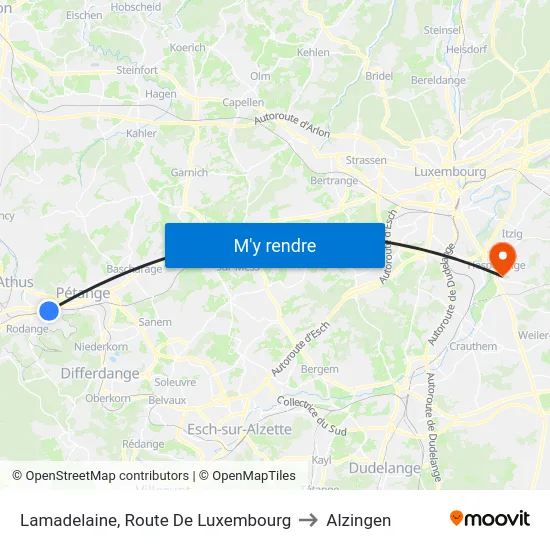 Lamadelaine, Route De Luxembourg to Alzingen map