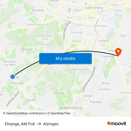 Ehlange, AM Pull to Alzingen map