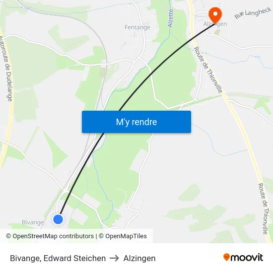 Bivange, Edward Steichen to Alzingen map