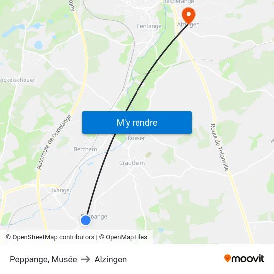 Peppange, Musée to Alzingen map