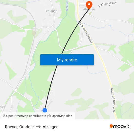 Roeser, Oradour to Alzingen map