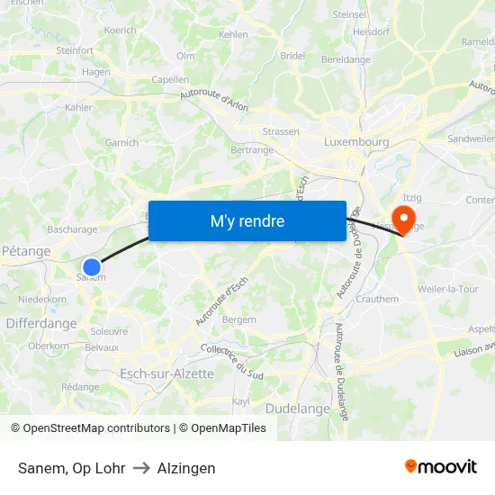 Sanem, Op Lohr to Alzingen map