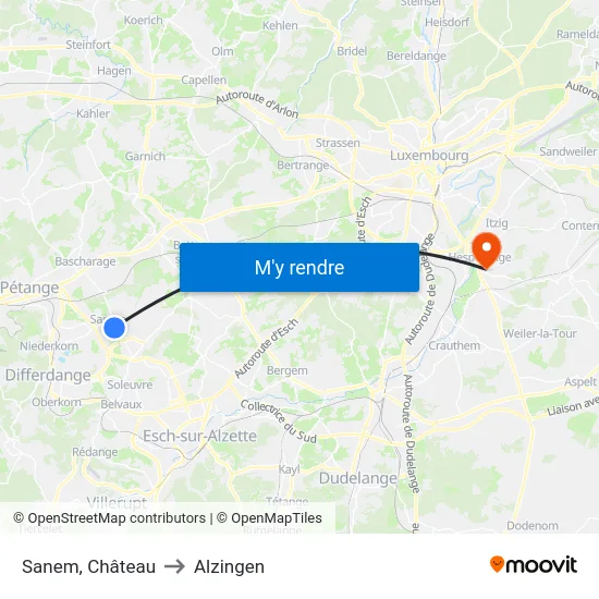 Sanem, Château to Alzingen map