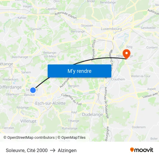 Soleuvre, Cité 2000 to Alzingen map