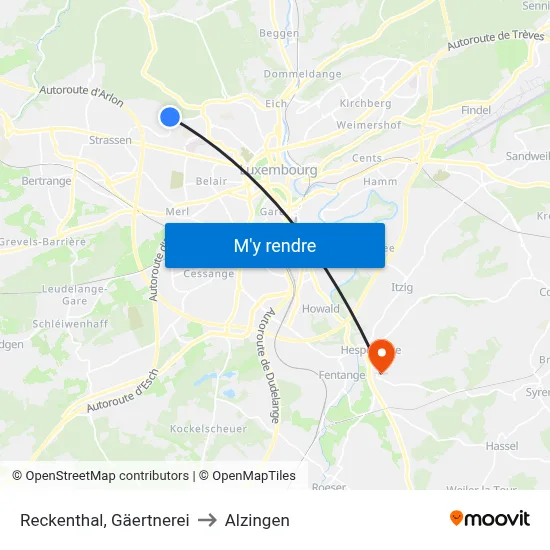 Reckenthal, Gäertnerei to Alzingen map