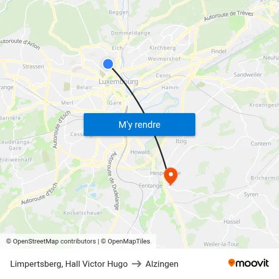 Limpertsberg, Hall Victor Hugo to Alzingen map