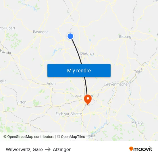 Wilwerwiltz, Gare to Alzingen map