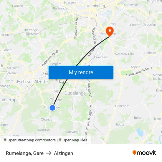 Rumelange, Gare to Alzingen map