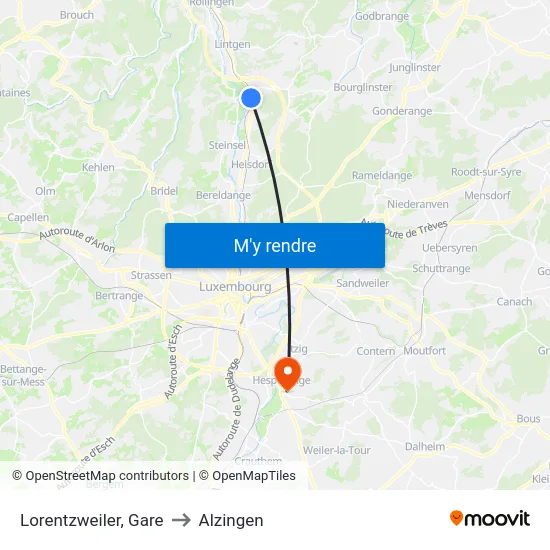 Lorentzweiler, Gare to Alzingen map