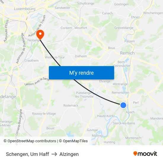Schengen, Um Haff to Alzingen map