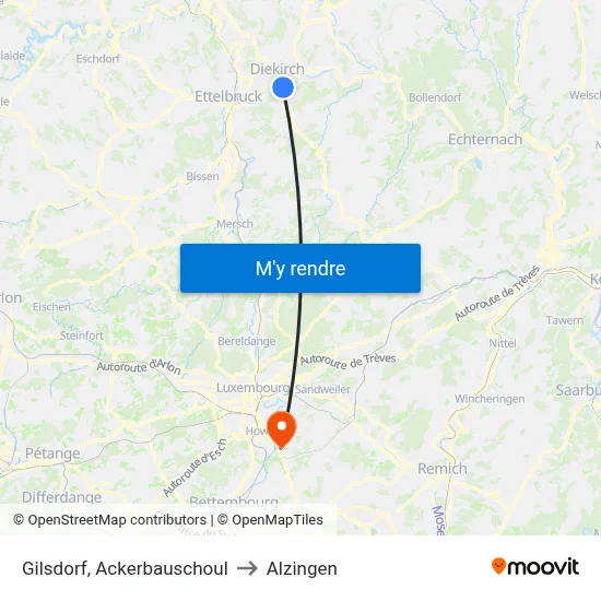 Gilsdorf, Ackerbauschoul to Alzingen map