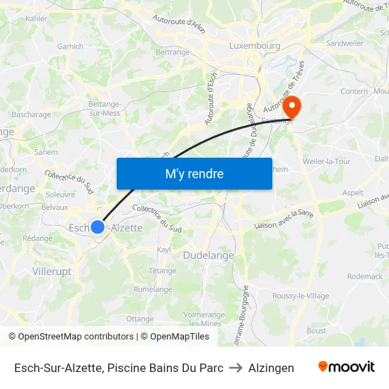 Esch-Sur-Alzette, Piscine Bains Du Parc to Alzingen map