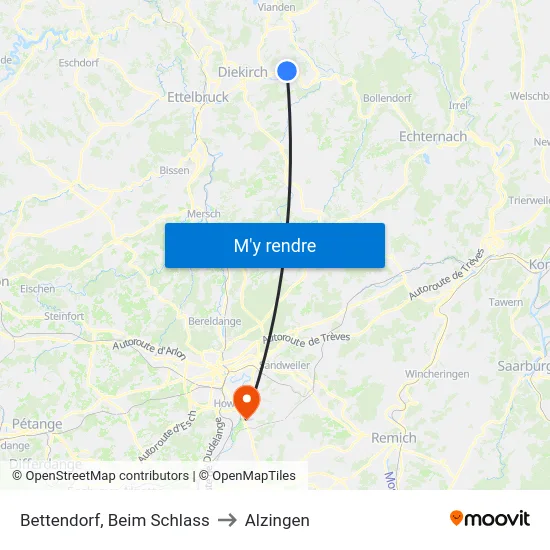 Bettendorf, Beim Schlass to Alzingen map