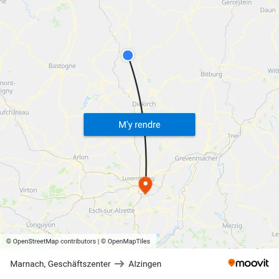 Marnach, Geschäftszenter to Alzingen map