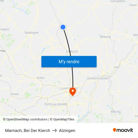 Marnach, Bei Der Kierch to Alzingen map