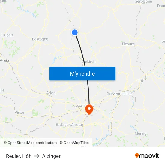 Reuler, Hôh to Alzingen map