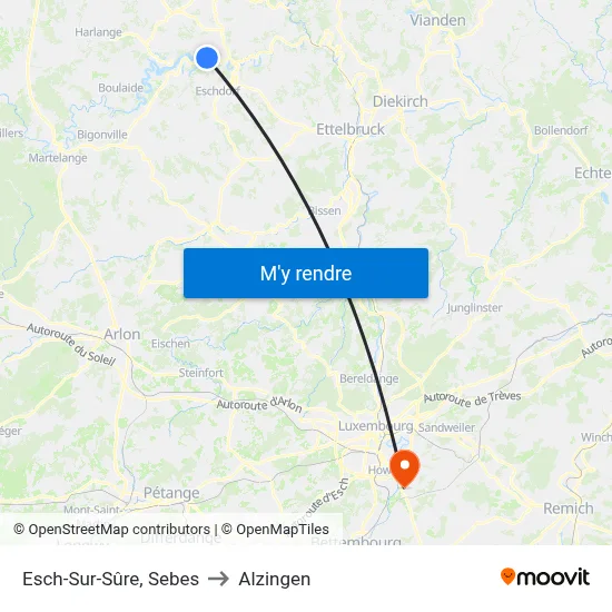 Esch-Sur-Sûre, Sebes to Alzingen map