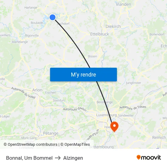 Bonnal, Um Bommel to Alzingen map