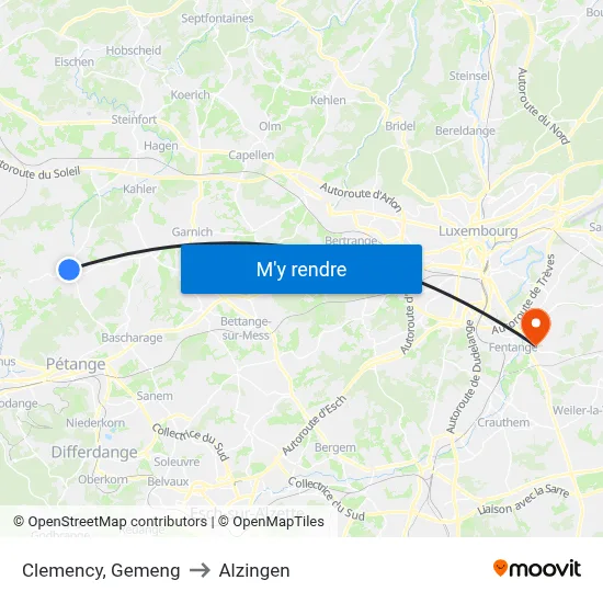 Clemency, Gemeng to Alzingen map