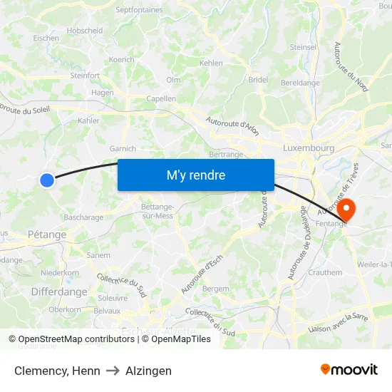 Clemency, Henn to Alzingen map