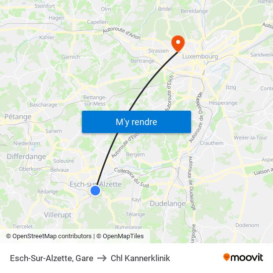 Esch-Sur-Alzette, Gare to Chl Kannerklinik map