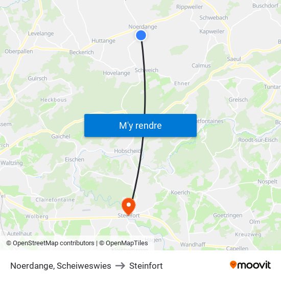 Noerdange, Scheiweswies to Steinfort map