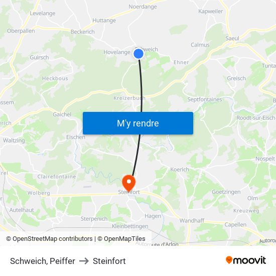 Schweich, Peiffer to Steinfort map