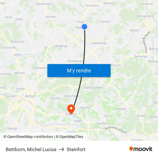 Bettborn, Michel Lucius to Steinfort map