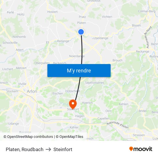 Platen, Roudbach to Steinfort map