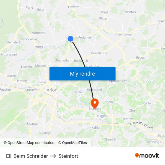 Ell, Beim Schreider to Steinfort map