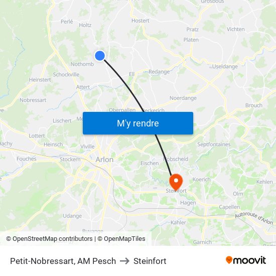 Petit-Nobressart, AM Pesch to Steinfort map
