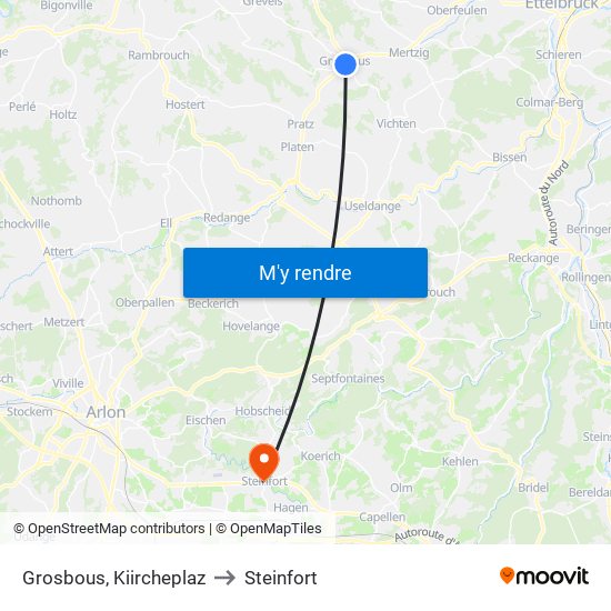Grosbous, Kiircheplaz to Steinfort map